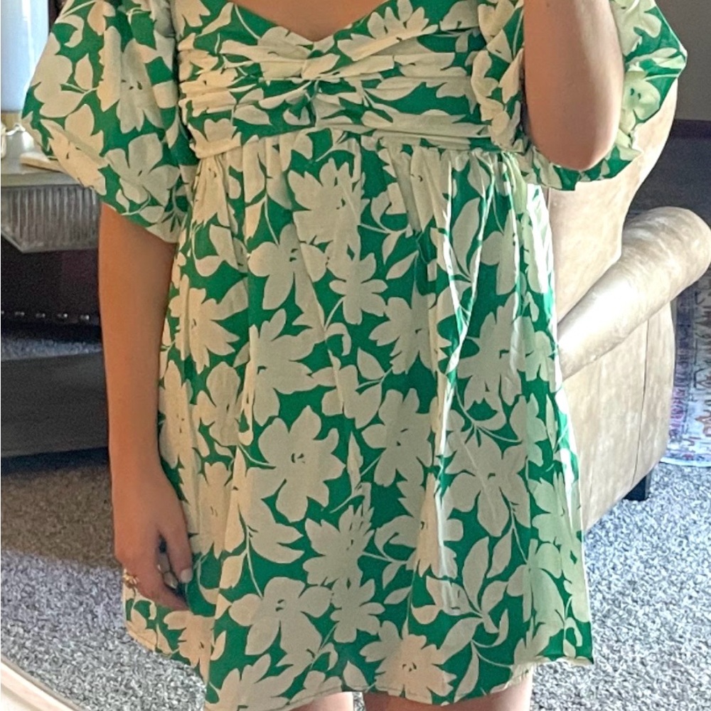 Floral Green and White dress